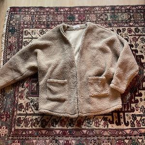 Sage oatmeal oversized teddy jacket